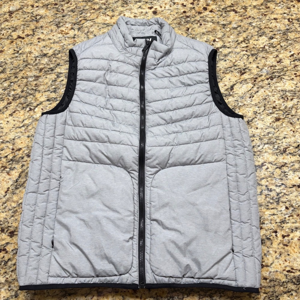 NEW DKNY Mens Puffer Vest Grey Quilted Full Zip Sleeveless Jacket Size M ws